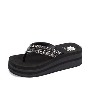 Yellow box Kaduna BLACK Flatform Sandal MEDIUM WIDTH